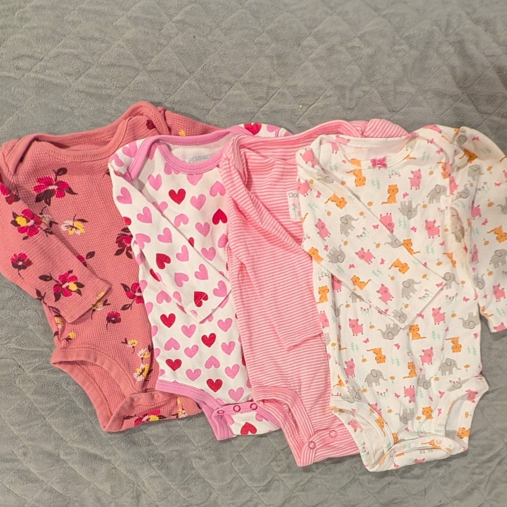 3-6M Assorted Pink and White Baby Onesies